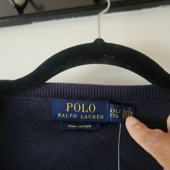 Polo Ralph lauren NWT Pima COTTON Navy Knit Vest XXL/TTG. - Picture 8 of 9
